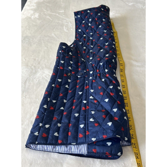 Talbots Diamond Quilted Vest Women’s Sz S Heart Print Zip Pockets Elastic Waist - Picture 4 of 8